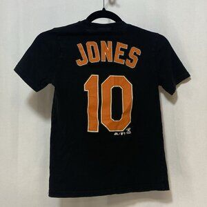 Baltimore‎ Orioles MLB Adam Jones #10 T-Shirt Black Majestic Os Youth Small 8